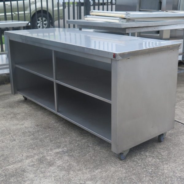 Stainless Steel Counter with Closed Shelving