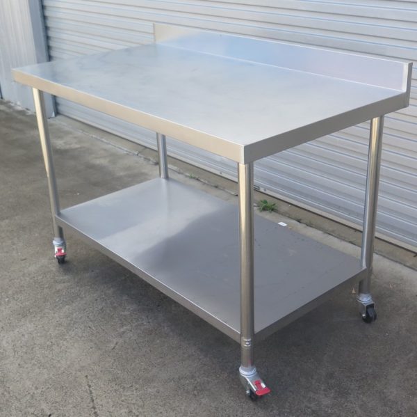 Stainless Steel Mobile Workbench with Splashback