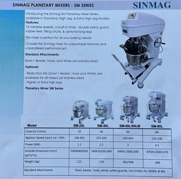 SINMAG PLANETARY MIXERS - SM SERIES » Australian Bakery Equipment Supplies