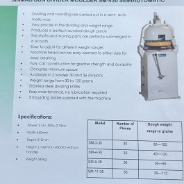 *NEW* SINMAG BUN DIVIDER MOULDER SM-430 SEMIAUTOMATIC